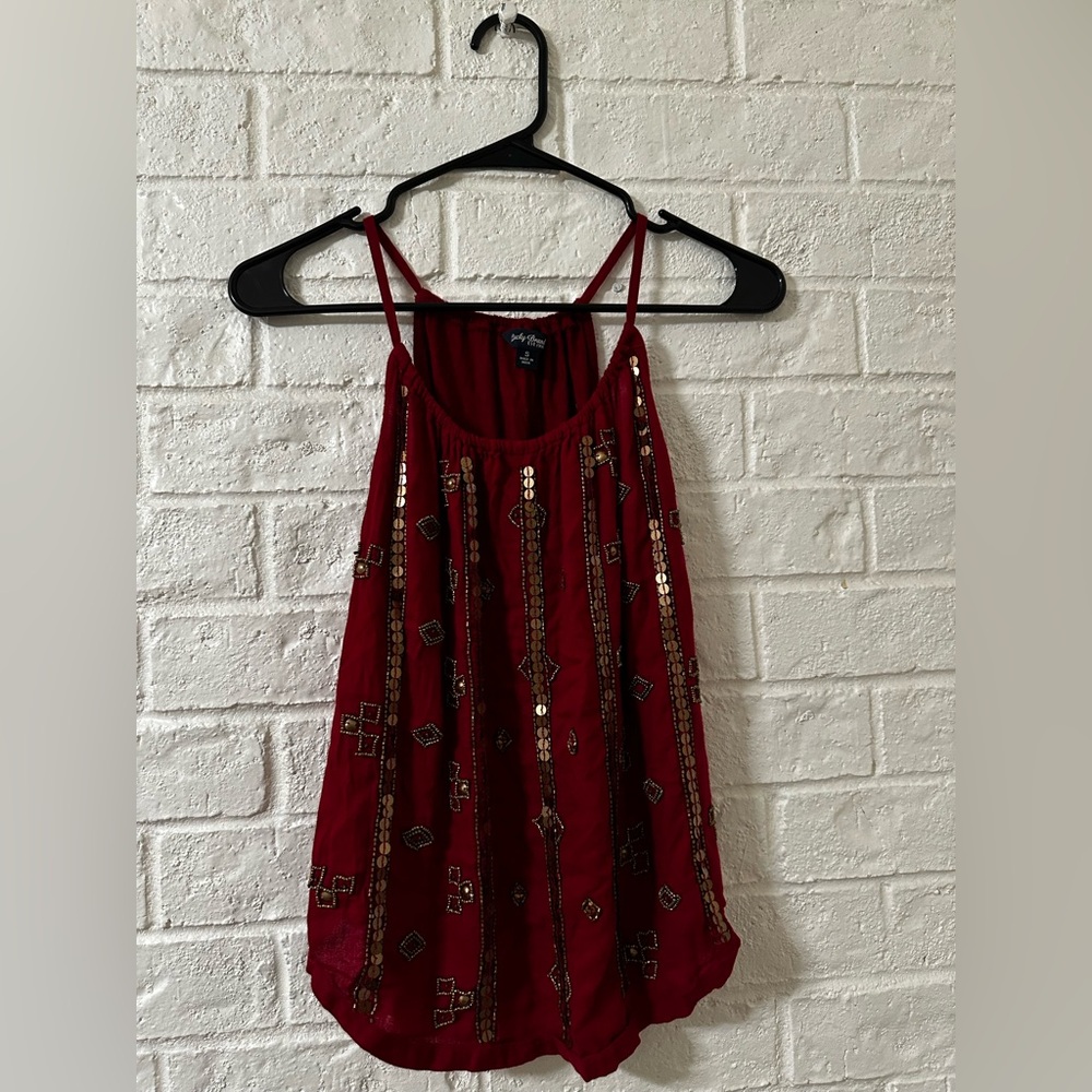 Lucky Brand Burgundy Sequin Camisole